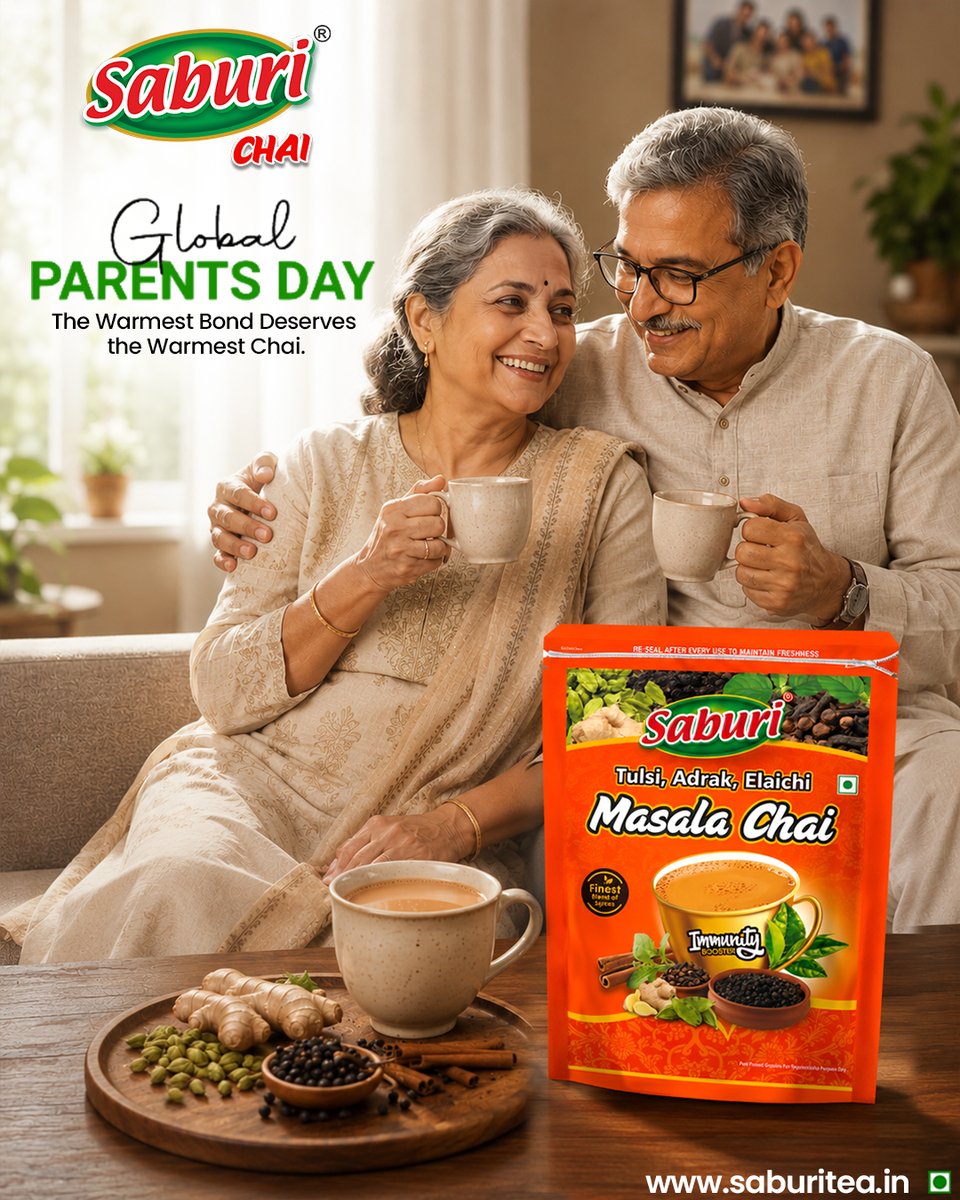 SaburiTea's tweet photo. ☕ Happy Global Parents Day! ❤️

The warmest bond deserves the warmest chai. Here's to the love, care, and comfort that parents bring into our lives every day.

Celebrate every cherished moment with Saburi Chai. 🌿✨

#HappyGlobalParentsDay #SaburiChai #MasalaChai #ParentsDay https://t.co/1UpL7wzlBC