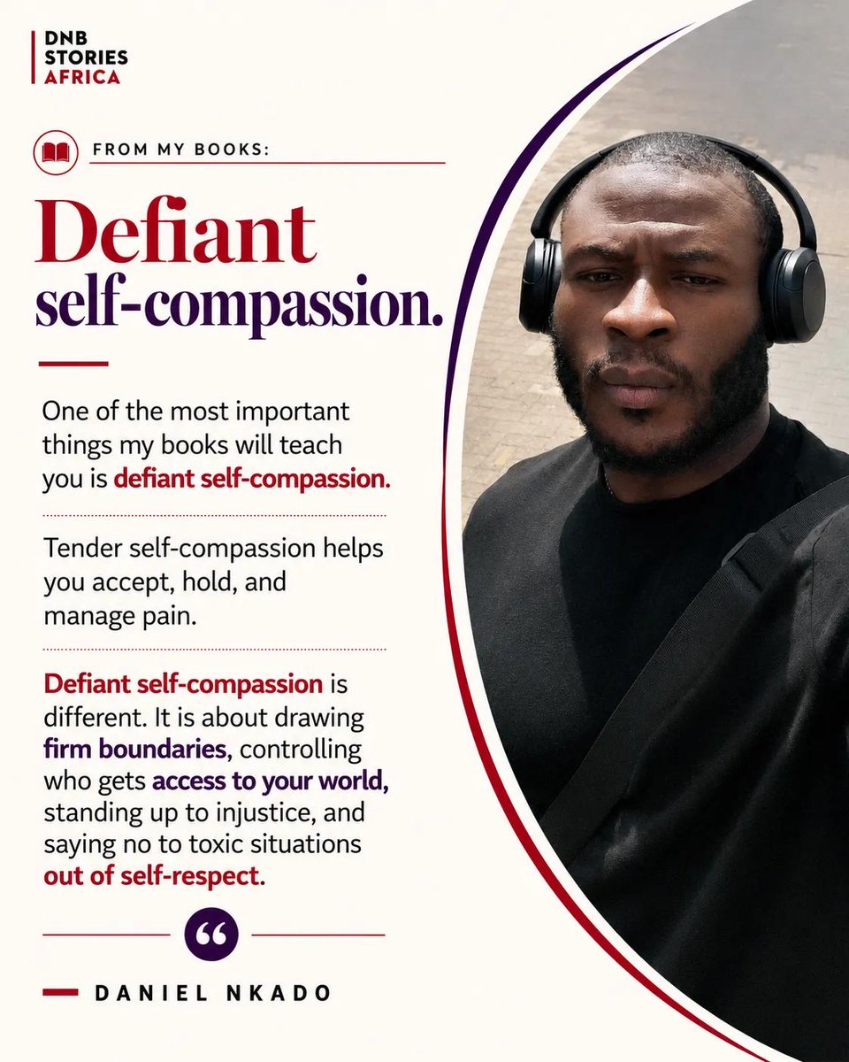 DNBStories's tweet photo. This kind of compassion does not betray the self to keep others comfortable.

My books taught me this kind of courage.

They can teach you too.

My books are available on AMAZON:

https://t.co/U86lvlX0On

#DefiantSelfCompassion
#SelfRespectFirst
#BooksThatTeach
#DanielNkadoBooks https://t.co/vCHuFTk0mK
