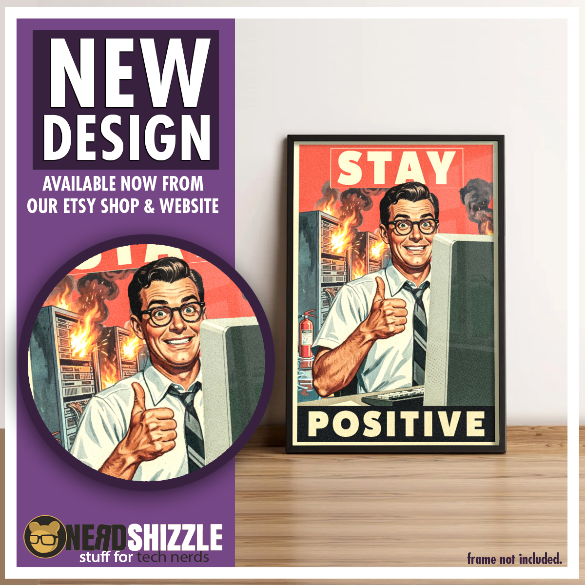 NerdShizzle's tweet photo. STAY POSITIVE! Our latest tech workspace vintage print is perfect for those in #techsupport &amp; #SysAdmin roles who try their best no matter the chaos around them!

It's on our website &amp; Etsy store

>https://t.co/JkA2cx1re4
#cybersecurity #staypositive #ServerRoom #networkengineer https://t.co/3LH0xIkgie