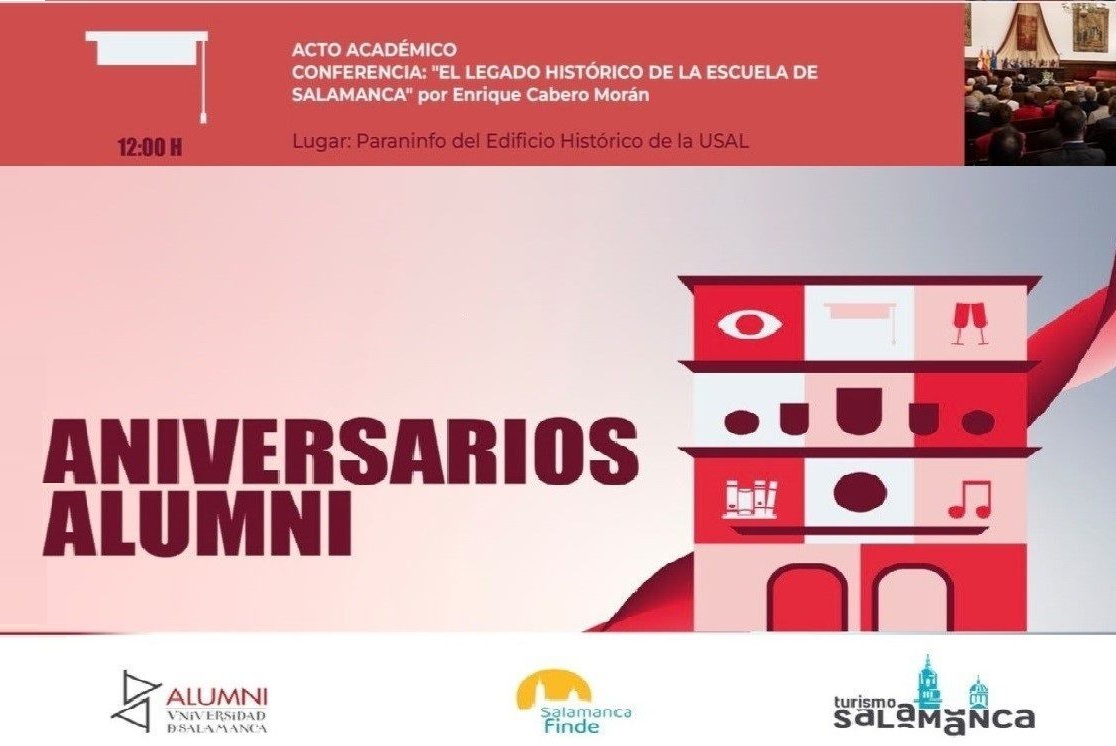cescyl's tweet photo. 🗓️30 mayo⏰12:00 h. El presidente del @cescyl, Enrique Cabero, imparte la conferencia "El legado histórico de la Escuela de Salamanca" | Acto Académico con promociones de egresados desde decada de los 60 #AniversariosAlumni #SalamancaFinde📍Paraninfo del Edificio Histórico @usal https://t.co/DpdmFJzcwZ