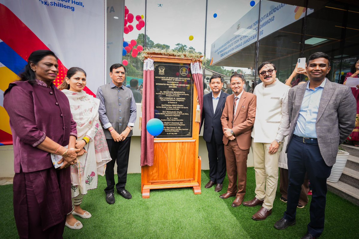 khadseraksha's tweet photo. THE ROAD TO THE 39TH NATIONAL GAMES BEGINS WITH A SHARED VISION, WORLD-CLASS INFRASTRUCTURE, AND THE COLLECTIVE ASPIRATIONS OF THE NORTHEAST.

Attended the review meeting on preparations for the 39th National Games 2027 in Shillong, chaired by Hon’ble Union Minister of Youth Affairs & Sports Dr. Mansukh Mandaviya ji.

The meeting was attended by Meghalaya Chief Minister Shri Conrad K. Sangma ji, Meghalaya Sports & Youth Affairs Minister Shri Wailadmiki Shylla ji, Indian Olympic Association President Dr. P. T. Usha ji, senior officials from the Ministry of Youth Affairs & Sports, and representatives of the North Eastern States.

We reviewed the progress of sports infrastructure development, venue readiness, coordination mechanisms, athlete support systems, and other key preparations to ensure the successful hosting of the National Games 2027.

Today also marked a significant milestone with the inauguration of the Integrated Hospitality & Sports Complex at J.N. Sports Complex, Polo. Developed under the Meghalaya Eco-Tourism Infrastructure Development Project with support from the New Development Bank, this world-class facility will serve as one of the key venues for the 39th National Games. The complex reflects what visionary leadership, strategic planning, and effective execution can achieve in creating lasting sporting infrastructure for future generations.

Another defining moment in Meghalaya’s sporting journey was the signing of the Host State Agreement for the 39th National Games 2027. This is not merely an agreement to host a sporting event, but a reflection of the growing sporting aspirations and capabilities of the Northeast.

What makes these National Games truly special is their regional character. While Meghalaya will serve as the host state, sister states across the Northeast will also have host participation rights in disciplines conducted within their territories, making the Games a unique celebration of regional collaboration, unity, and sporting excellence.

Under the visionary leadership of Hon’ble Prime Minister Shri Narendra Modi ji and the guidance of Dr. Mansukh Mandaviya ji, we are committed to ensuring that the 39th National Games leave behind a lasting legacy of world-class infrastructure, athlete development, and greater sporting opportunities for the youth of the Northeast.

Together, the Northeast is ready to welcome athletes from across India and showcase its strength, hospitality, and immense sporting potential. 🇮🇳🏅