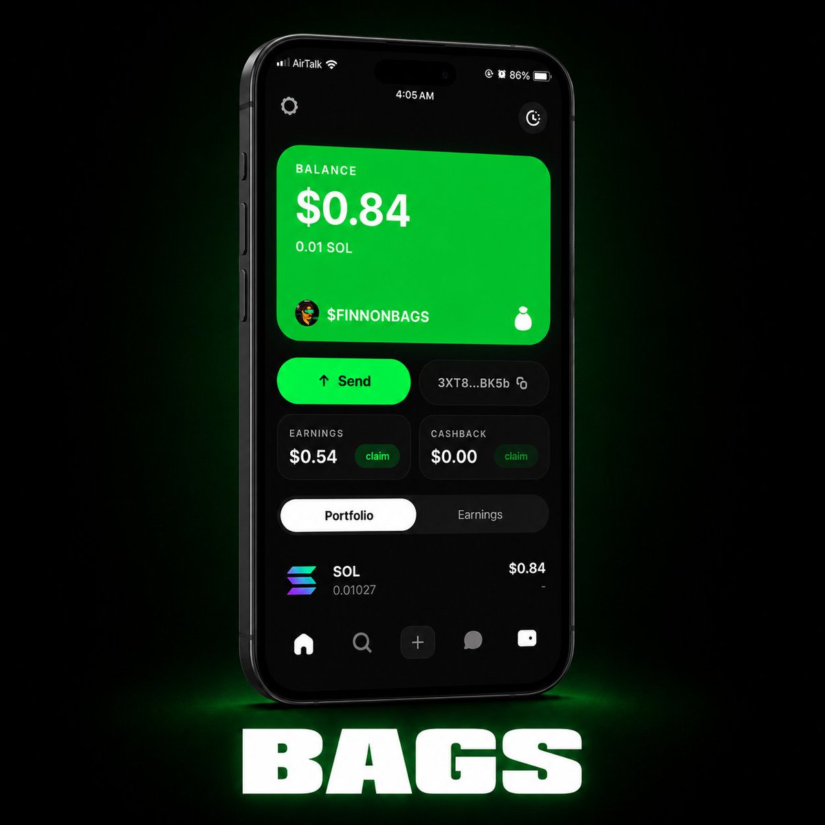 FinnOnBagsApp's tweet photo. be sure to update @BagsApp 

the new app layout is crispy https://t.co/cNG1v09JYP