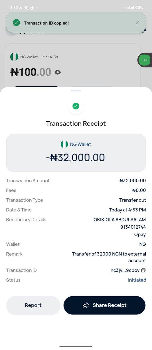 Heisparpy01's tweet photo. @getonedosh Good morning, I want to report a delayed transaction that has been pending since around on Thursday 28th 4:53 PM. The transfer has not been completed and the status is still showing “Initiated.”
Amount: ₦32,000
Transaction ID: hc3jv433ldskh822is89cpov
@getonedosh https://t.co/pIDVMCMI5h