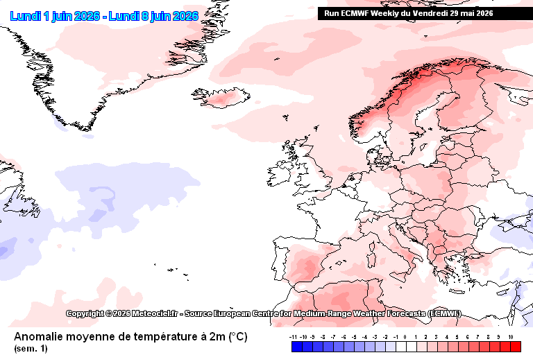 meteociel's tweet photo. Fin de l'épisode de fortes #chaleur
Baisse 📉 des températures annoncées ce week-end et début de semaine prochaine sur la France.
Retour des températures de saison est prévu pour la semaine du 1 au 8 juin, même si encore légèrement supérieures aux normes près de la Méditerranée. https://t.co/UGWjrUm7nW