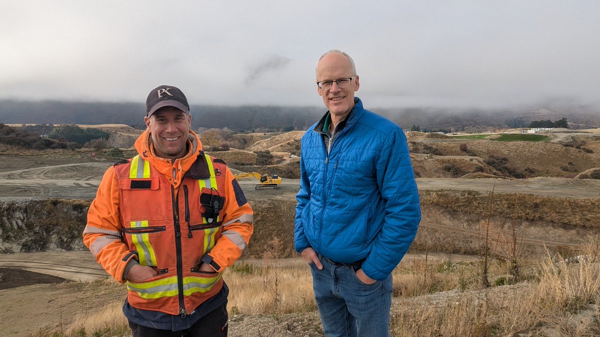 DelValTurf's tweet photo. Project manager/superintendent Ben Taylor gave me a tour of Hogan Gully GC.  It's a new course being constructed near Queenstown.  We met in 2023 when he was supt at The Hills GC about 2 miles from Hogan Gully https://t.co/Lyec51oWEF