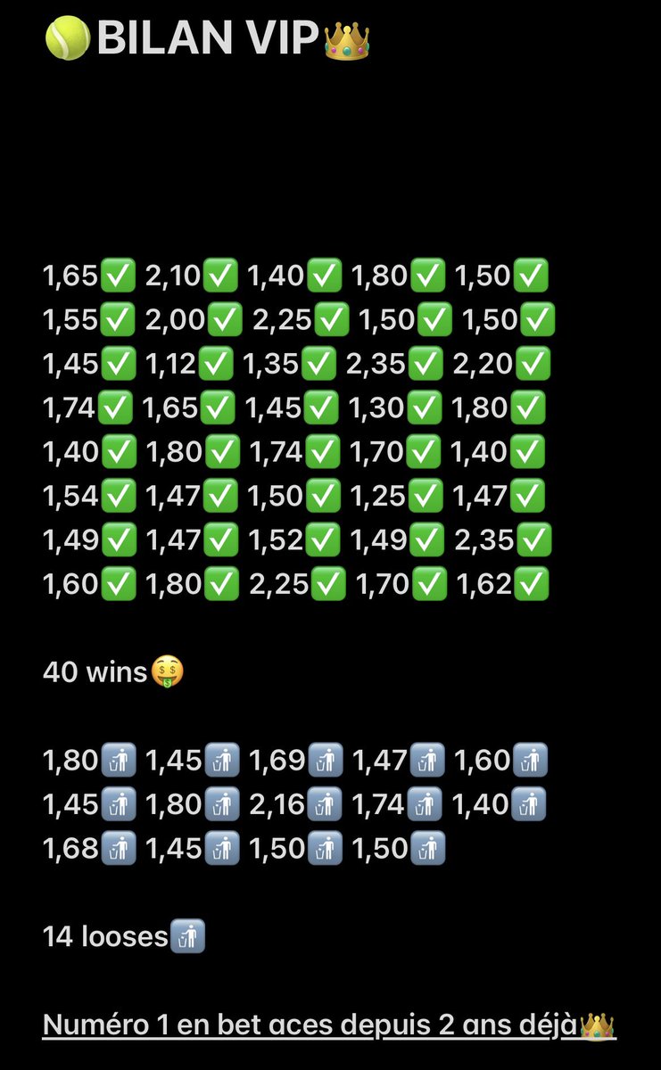 JSMProno's tweet photo. ON ENCAISSE DANS LE VIP✅

🎾Ruud: + d’aces
🎯Cote: 1,62✅🤑

REGARDE LE BILAN - VIP NUMÉRO 1🤩

📈Je partage le bilan exact! 0 fake, que de la transparence!🤝

👉Pour rejoindre le VIP GRATUITEMENT, tu as juste à rejoindre le groupe ici:

https://t.co/abPUDmDoYH

#TeamParieur https://t.co/XNxQm91zyp