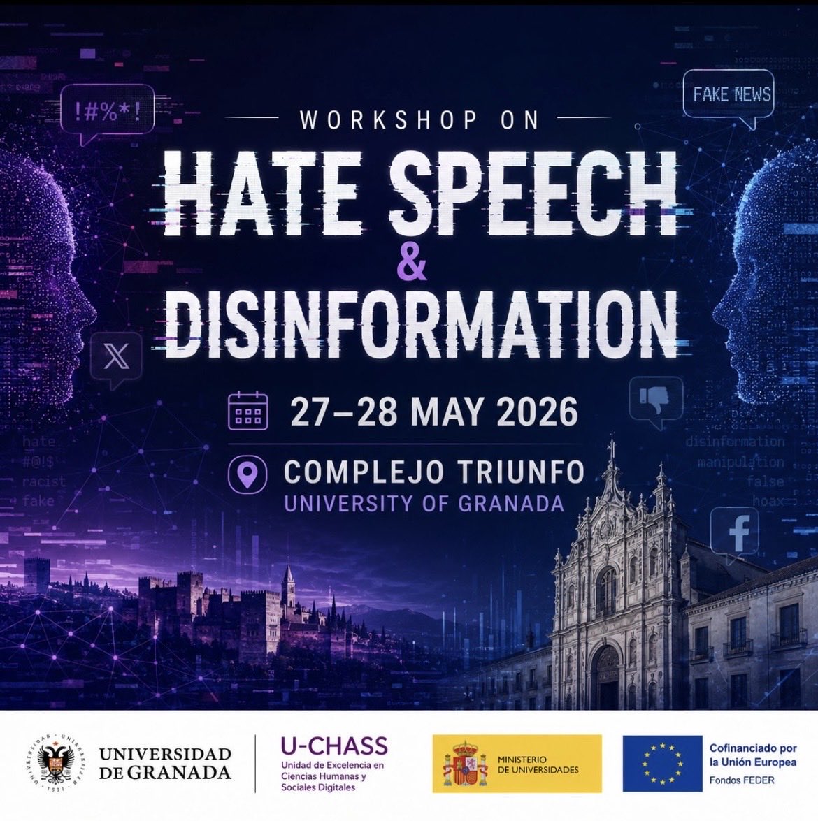 DrPetreBreazu's tweet photo. Delighted to be at @uchass_ugr presenting at FAKES. 
At a time when misinformation, online hate and AI are transforming how we communicate, interdisciplinary dialogue has never been more important. Many thanks to the organizers!👏🏻 https://t.co/5IXqAehPQn