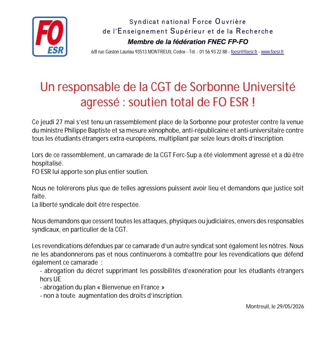 FnecFpFO's tweet photo. Soutien au camarade !
Abrogation du plan "Bienvenue en France" ! https://t.co/RUTuRJjcBm