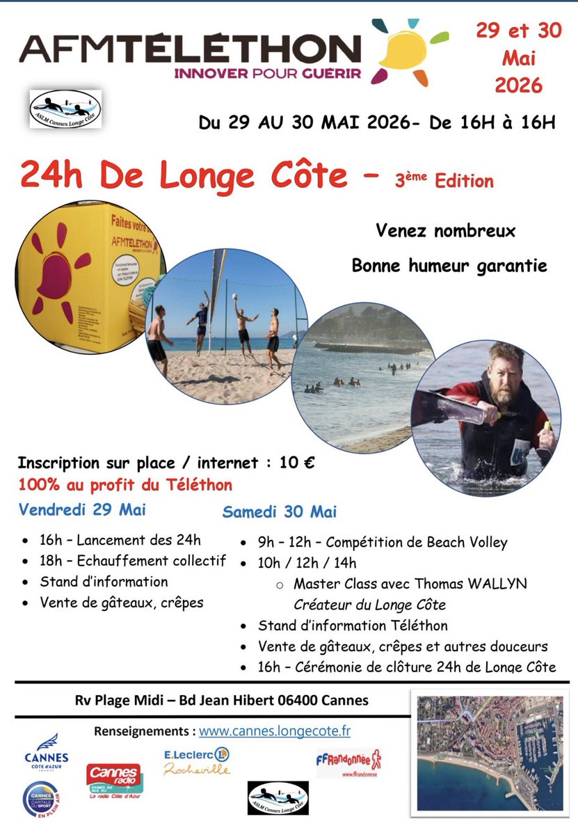 TdePariente's tweet photo. ✅ 3e édition des 24h de longe côte organisée par l’ASLM Cannes jusqu’à 16h

✅ Masterclass de Thomas Wallyn, créateur de la discipline

✅ Inscription 10€ reversée à l’AFM Téléthon

🙏🏻 Immense bravo aux organisateurs et aux participants

📍 Plage Bd Jean Hibert, face aux agrès https://t.co/rq0KsXkSsm