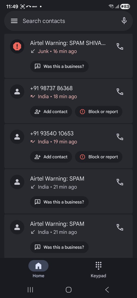 shamanbedolea's tweet photo. @Bajaj_Finance This below is harassment of another level. I have literally been bombarded with 10s of calls in less that 40mins. This is when I have never made any queries for any of your products. 
@sanjivrbajaj you are running an extortion racket.
@JM_Scindia @DoT_India https://t.co/1v8IMhvBca