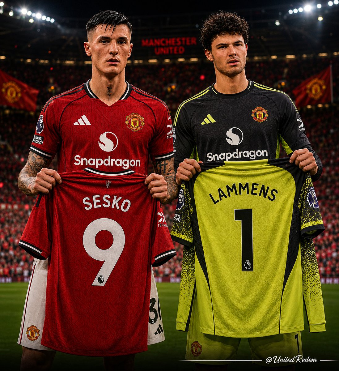 UnitedRedem's tweet photo. OFFICIAL:

Benjamin Sesko will wear the no 9 Jersey while Senne Lammens will Wear the no 1 When Altay Bayindir leaves the club this Summer https://t.co/1BOFfZ9p5E