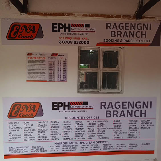EnaCoach's tweet photo. ENA Coach
BREAKING NEWS!
Our Ragengni office starts operations today.
📷 Ticket Booking
📷 Parcel Sending &amp; Receiving
📷 Faster &amp; Convenient Services
Rarieda sorted. 
Where next?
📷 0709832000 or 0791 891824 for more information.
📷 https://t.co/7Lo56gZPnP https://t.co/2haWTgfv9C