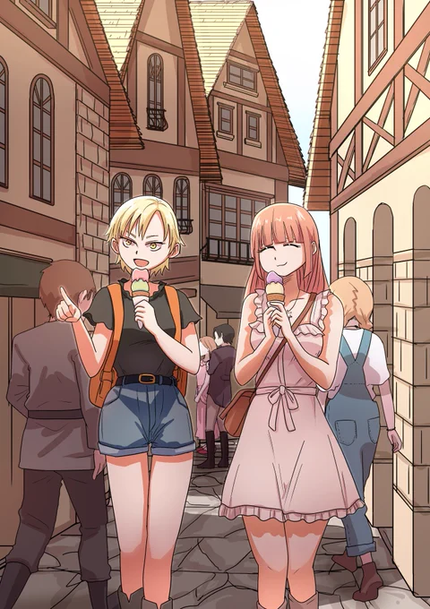 【15話トビラ絵】 フリージア&ミモザ 背景・カラーをアシさんがとても頑張って描いてくれました。 いいだろう! 「ハーレム勇者伝説」最新15話↓↓↓