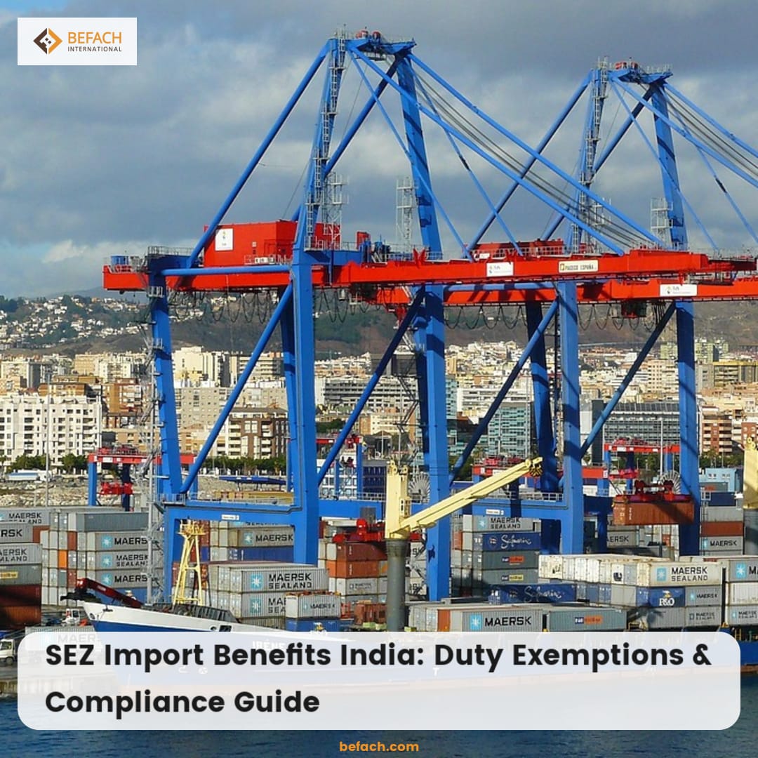 befachint's tweet photo. SEZ units get 100% customs duty exemption on capital goods &amp; raw materials. Here's the complete breakdown.

#Befach #SEZ https://t.co/YAZP7y1DMO