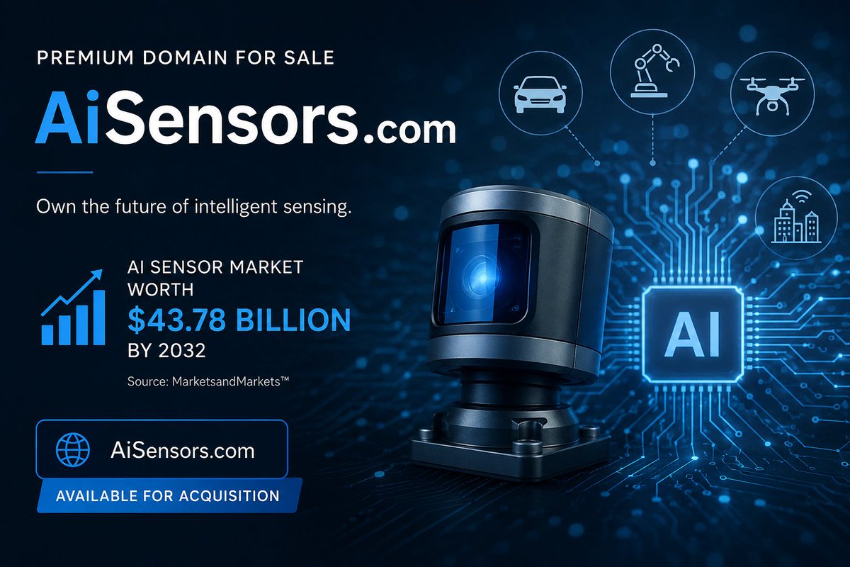dnjokerdotcom's tweet photo. AI Sensor market projected to reach $43.78B by 2032.🚀
Own the category-defining domain: https://t.co/K8UoCCk1Xo
Available for acquisition.
https://t.co/HzHSAIcTeX
#AI #AISensors #SensorTech #MachineLearning #EdgeAI #IoT #Robotics #ADAS #DomainNames #Startup #startups https://t.co/nvurnESiQS