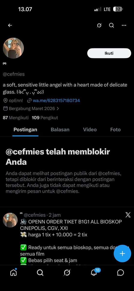 27mgue's tweet photo. help rt guys 

@cefmies penipu tiket bioskop, balikin duit deh. nama qris nya toko syk, CGX 
+62 831-5718-0734 nomor wa nya. 

#zonauang https://t.co/aGMsZ9v3kC
