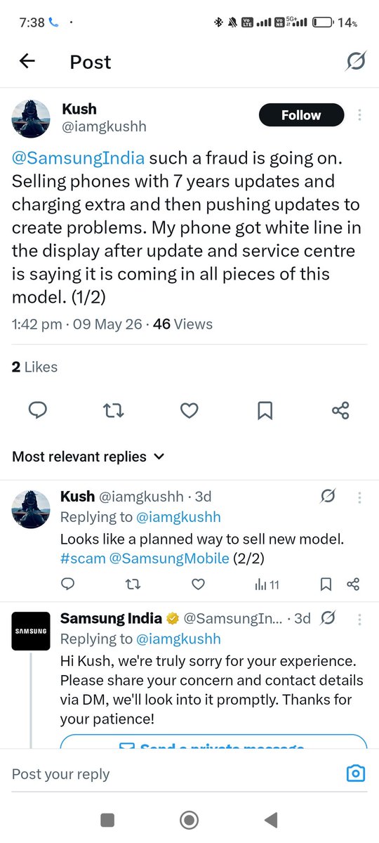 Sachinkv2001's tweet photo. Several users complaint about @SamsungMobile @SamsungIndia after they updated the latest patch release of 27th April there phone started overheating causing the motherboard dead but Samsung is simply denying. I wish I don't buy f**king phone and switch to @Apple @AppleSupport https://t.co/aNkuQNaPZd