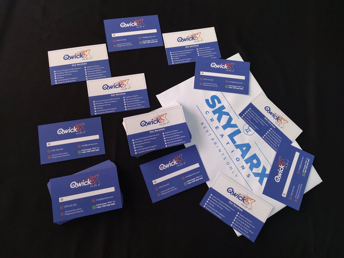 SKYLARXCREATION's tweet photo. Branding and Printing Services. 
Business Cards ✅ 
For orders or inquiries 0718 330 535 https://t.co/SaSnkgdiFR