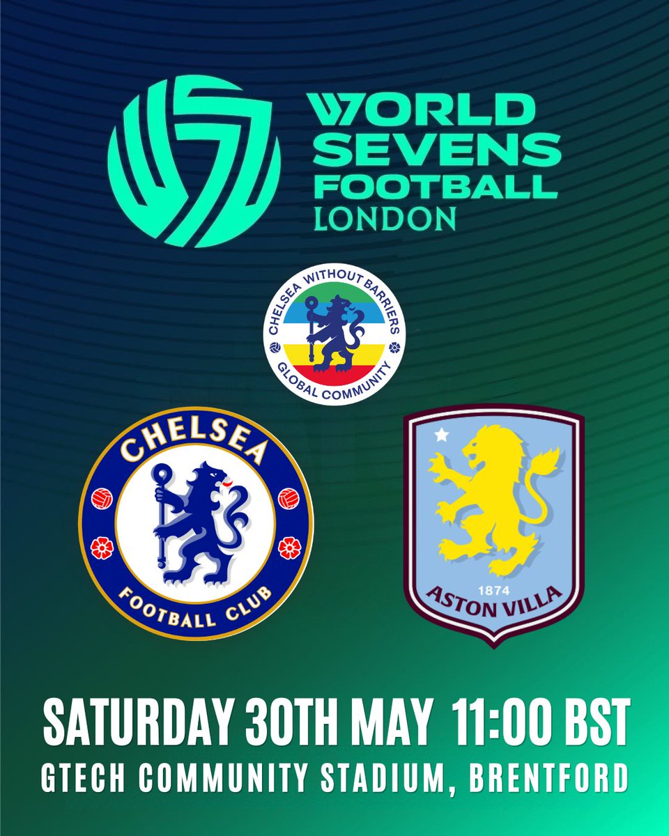 ChelseaWBC's tweet photo. Match day three! We meet Aston Villa in the semi-finals today at 11:00 BST.

Coverage of the World Sevens Football London will be on Sky Sports.

Access Guide:
https://t.co/mDouZ7Vnq6

Away Guide:
https://t.co/QgX5WBmelR

Matchday Info:
https://t.co/9lH77r9JDZ

1/2 https://t.co/34aUX9WH6y