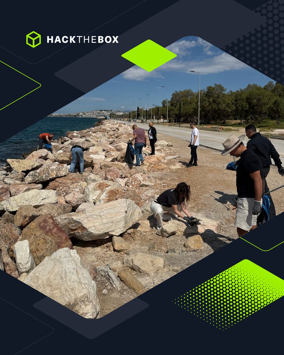 hackthebox_eu's tweet photo. 🏖️ Doing our part to keep our local communities clean.

On May 14th, the HTB crew hit Floisvos Beach in Athens for a team cleanup. 
The final tally:
✨ 680 liters of waste cleared from the coast.
♻️ 100 liters of recyclables properly sorted.

Swipe left to see our volunteers in action! 📸
