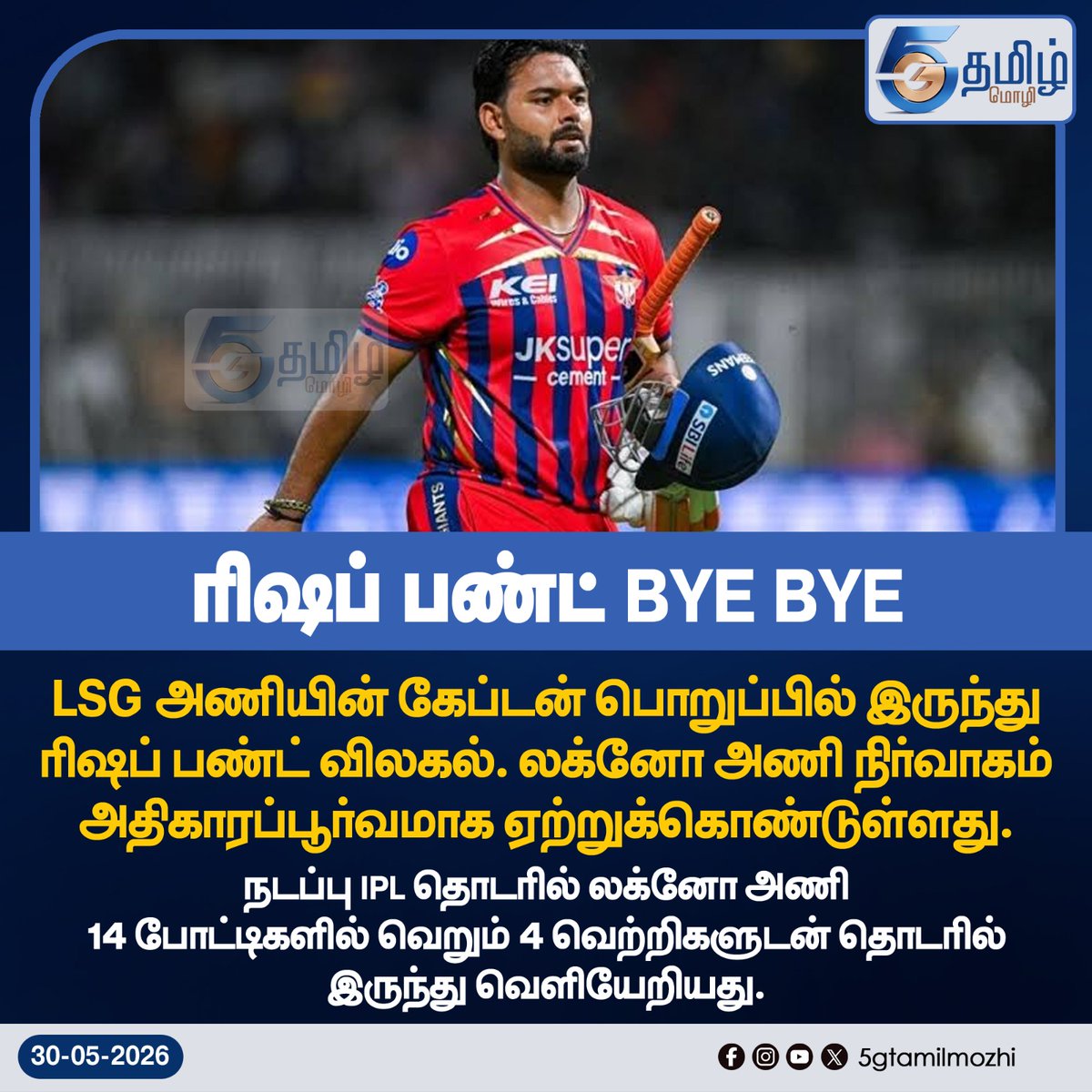5GTamilMozhi's tweet photo. Captancy is Really??

#lsg #pant #rishbpant #captain #resigned https://t.co/XYN4OqK3fk