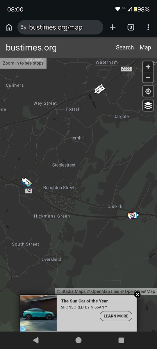J2o7r7d2i2's tweet photo. @StagecoachSE hello, I'm a little confused what the X3 is doing, there is supposedly a road closure in Boughton, the Canterbury bound service has done a diversion, but the Maidstone bound has gone through as normal. Thanks. https://t.co/OESX4ARa0A