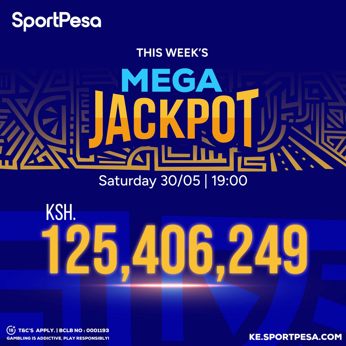 SportPesa's tweet photo. Maliza mwezi kidosi na SportPesa Mega Jackpot! 

Leo lazima ijipe...uko na 99 bob?🤔 Baasi, Kazi kwako!!!✍️😜

Chance yako ya kubeba 125 million Mega Jackpot ndio hii!!💥

Chambua MAPEMA, wekelea, WIN IT ALL or shika BONUSES heavy heavy instantly!🤑

📲 https://t.co/W2S5uFf0in https://t.co/WpkTBZsEjI