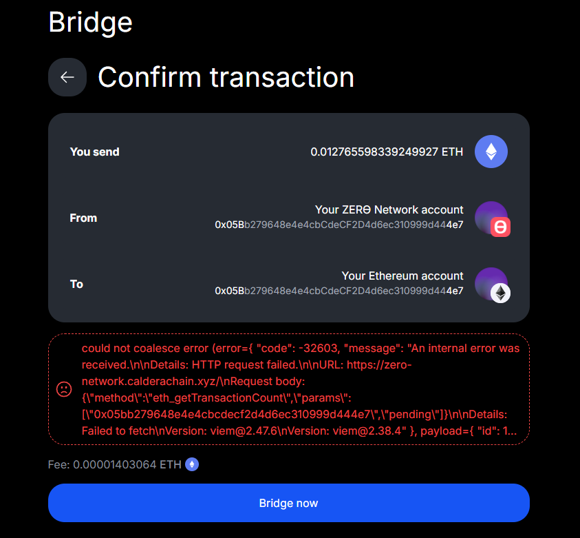 Keeperssd's tweet photo. A project that launched over a year ago has decided to shut down and focus entirely on its wallet product, asking users to withdraw their funds @zerodotnetwork 

But how am I supposed to withdraw my money if this error has been showing up for the last 3 days? Are you scamming your users? Give me my money back! Just turn on RPC

If anyone has the same problem, don't pass by, let's help each other so that these dishonest guys get our money back