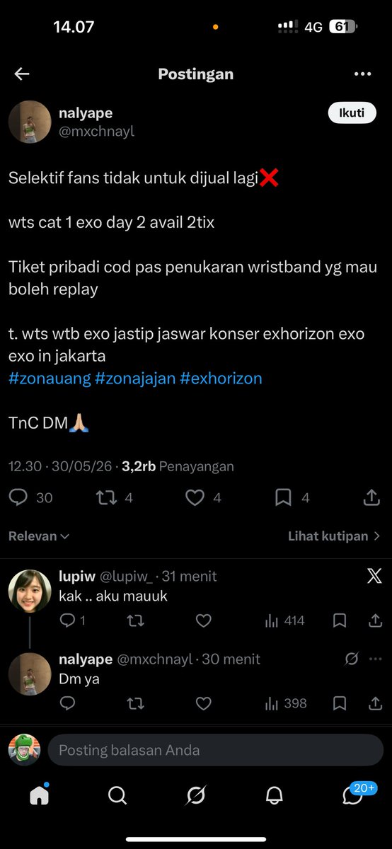 wts tiket exo jkt cat1 & EX day2 tweet media