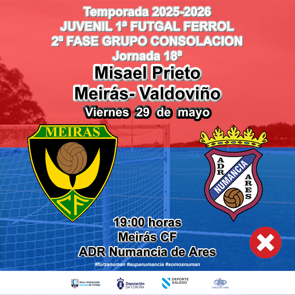 Numanciares's tweet photo. #futbolbase #F11 Resumen

⚽️🚌❎ Derrota del equipo de #juveniles en el Misael Prieto de Meirás este viernes ante @MEIRAS_CF 

#ForzaNuman
#AupaNumancia
#somosNUMAN https://t.co/s45pjqthm5