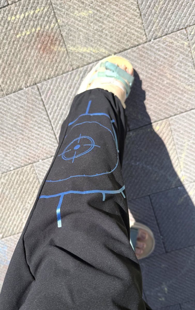 「今日このグラニフ攻殻のズボン穿いてるんだけど、照準?の模様が日光当たるとキラキラ」|ハズ🌟4/22OPVRフリュー本のイラスト