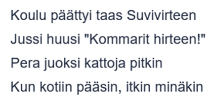 Tant_Ari's tweet photo. @PetraNyqvist En tainnut kouluaikoina kiinnittää sen kummempaa huomiota tuohon virteen. Korvasta sisään ja toisesta ulos. Kesäloma odotti.

Mutta sitten kuulin Hectorin klassisen biisin ja sen tietyn säkeen: Aha! Nyt on kova! Laulettiinkos siellä tosiaan tuollainenkin virsi? https://t.co/gHHSpa5p9Z