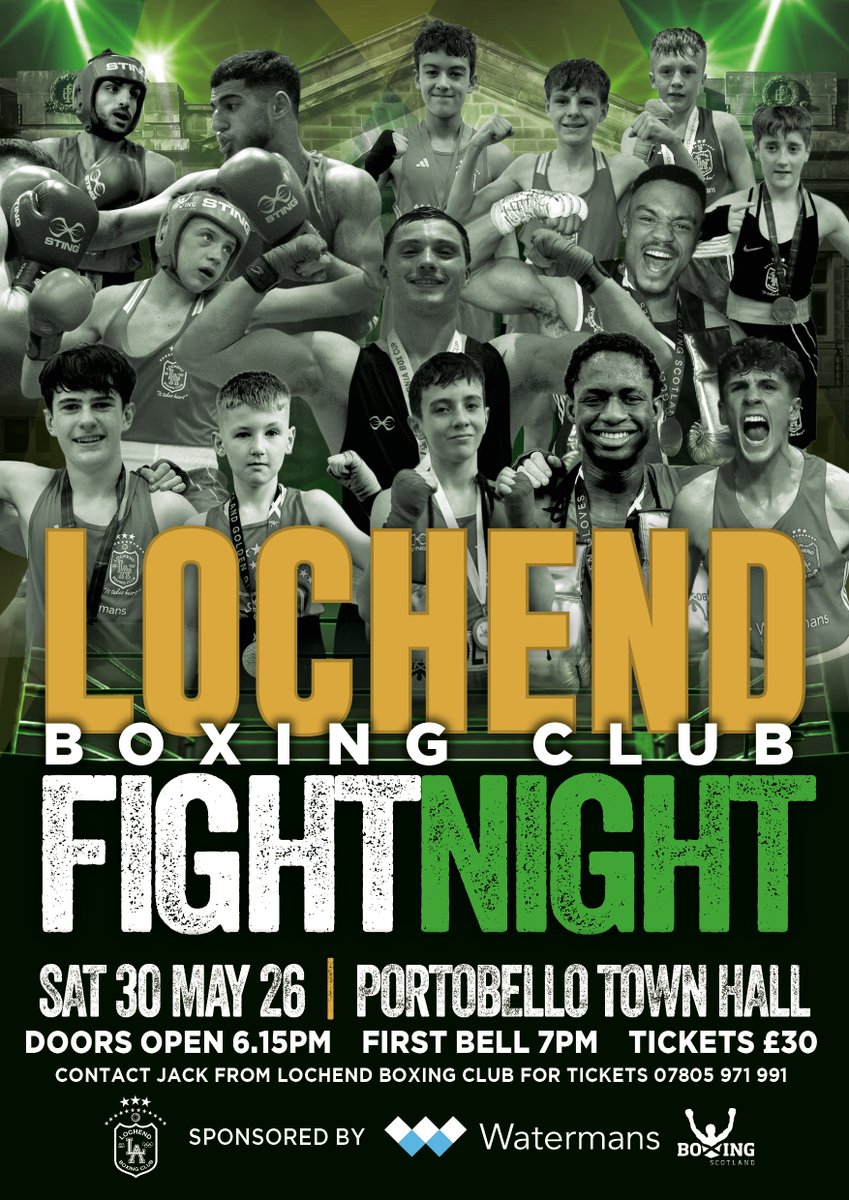 Lochend_ABC's tweet photo. 🥊 FIGHT DAY 🥊

Tonight's the night.

📍 Porty Town Hall

Not got your ticket yet? No problem. Simply come along tonight &amp;pay at the door.

Expect a night of top-class amateur boxing featuring the Lochend team alongside boxers from clubs across Scotland.

£30 Entry cash only https://t.co/iLmdh4O9Uv