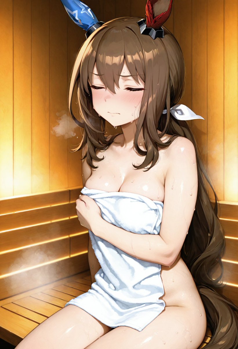 belle_AIart's tweet photo. サウナで減量中😝
一緒に入っちゃいますか……！？

Pixiv：へとへと差分
https://t.co/csDUtnkTSW

#ウマ娘 #アドマイヤベガ #サイレンススズカ #ヤマニンゼファー #カレンチャン https://t.co/cgguB3ntKI