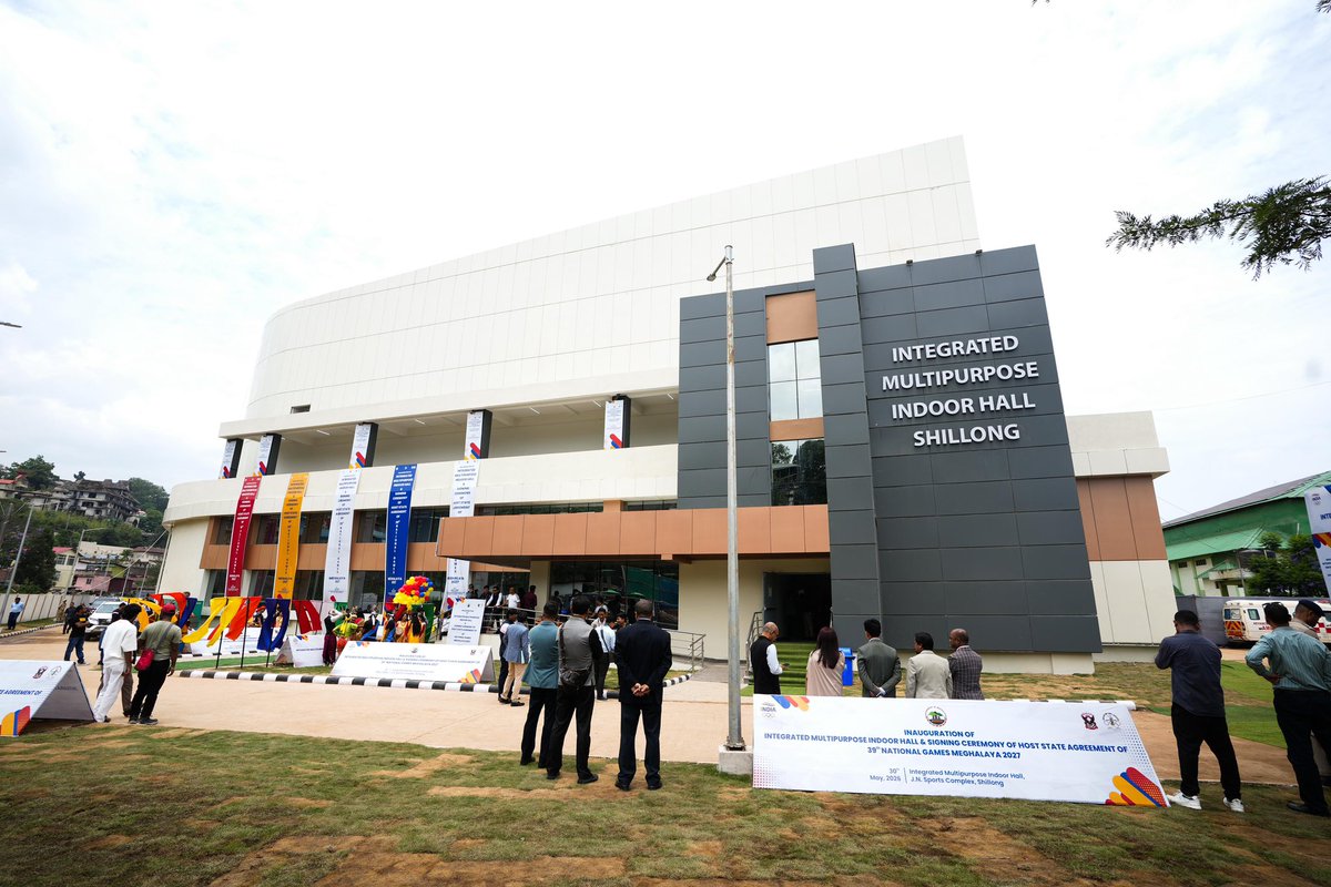 SangmaConrad's tweet photo. Today, we inaugurated the Integrated Hospitality & Sports Complex at J N Sports Complex, Polo. This world-class sports facility reflects what determined governance, strategic planning, and relentless execution can achieve.

The Integrated Hospitality & Sports Complex, Shillong, developed under the Meghalaya Eco-Tourism Infrastructure Development Project with support from the New Development Bank, will be a key venue for the 39th National Games to be hosted by Meghalaya.