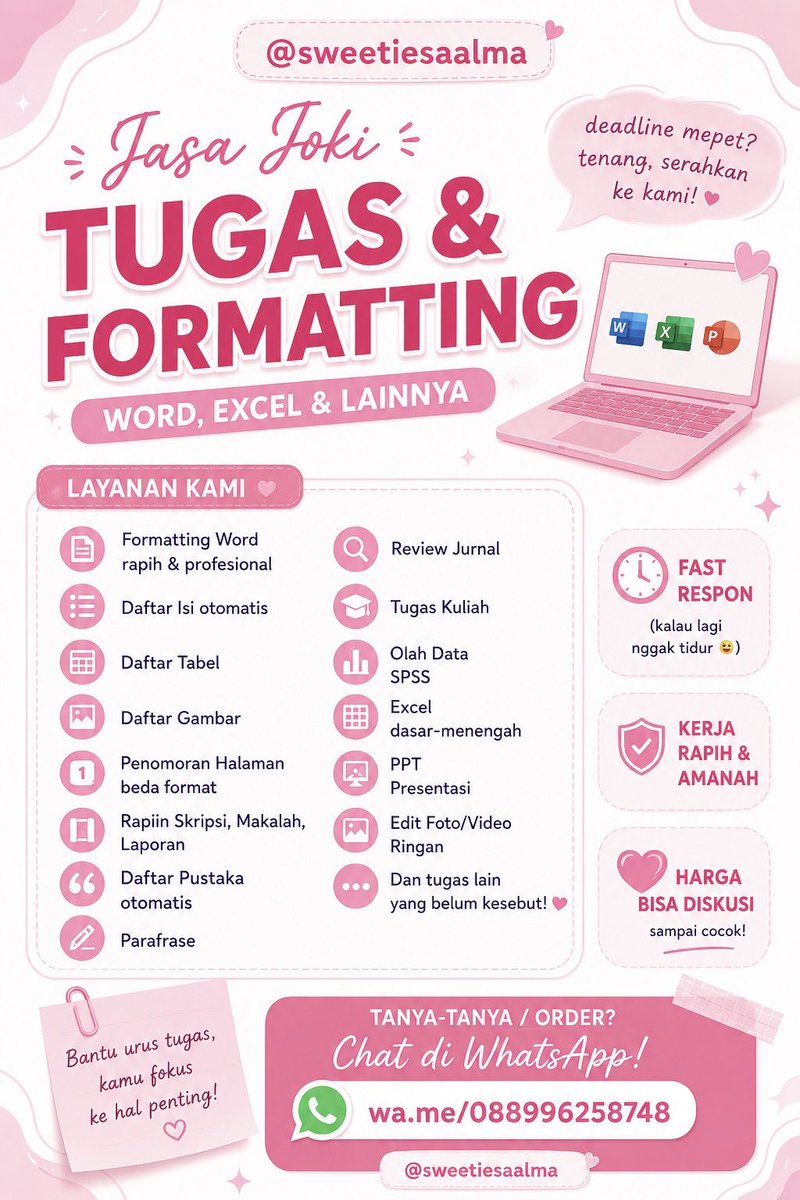 sweetiesalma 🍓| joki tugas tweet media