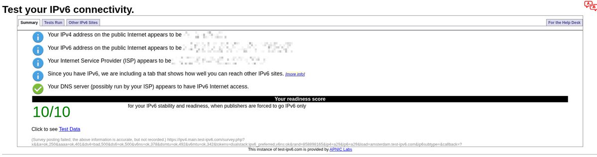 fzorbie's tweet photo. Officially got IPv6 at home!! https://t.co/wctNWWpqqG