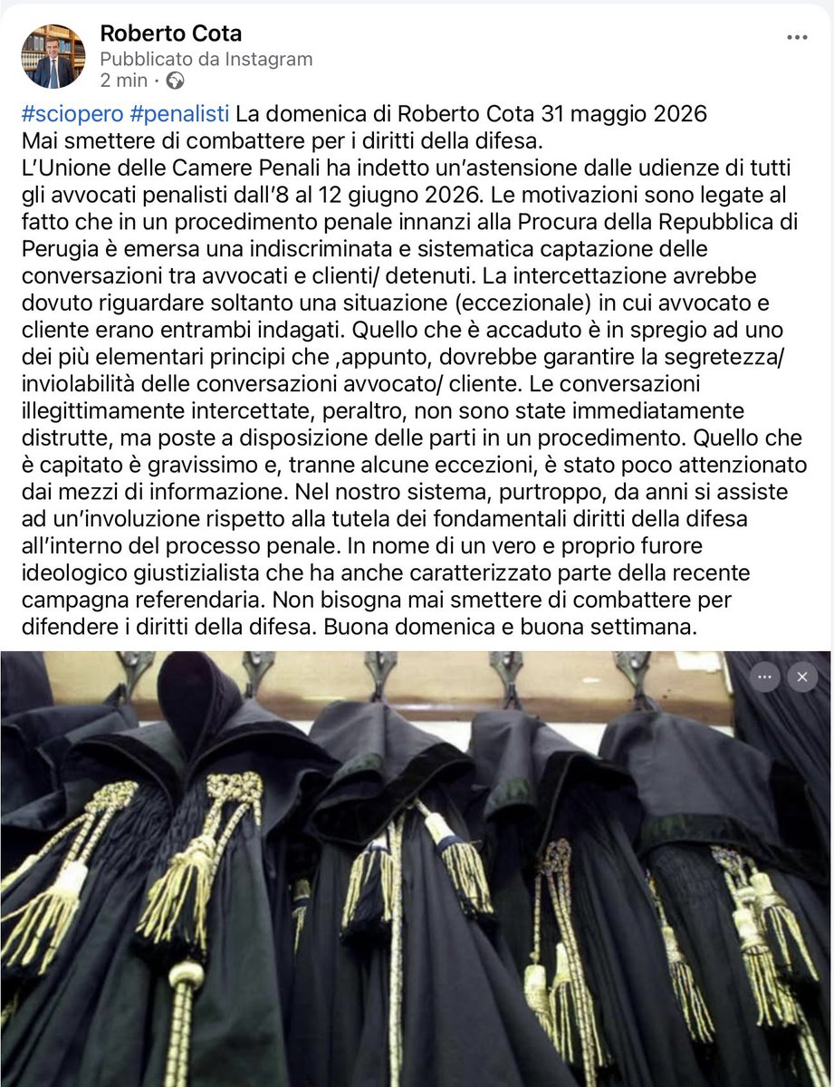 roberto_cota's tweet photo. #sciopero #penalisti la domenica di @roberto_cota https://t.co/UrYmaL9gYV