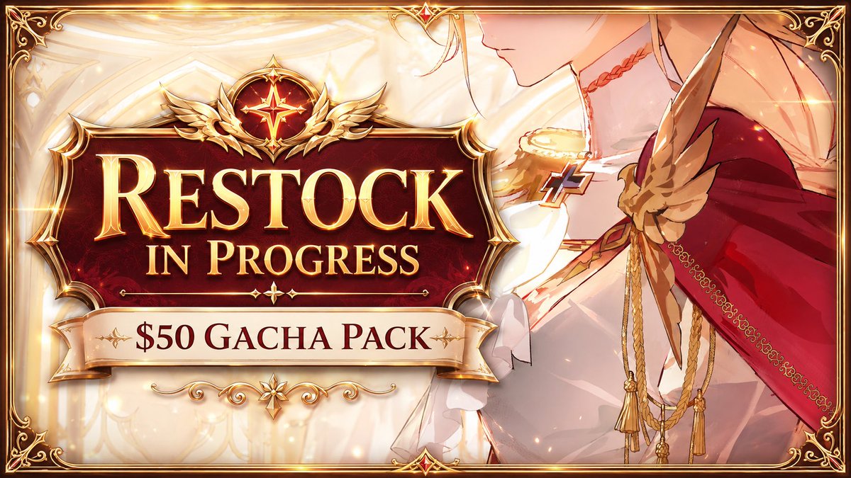 Rosentica's tweet photo. 🔧 Service Notice

The $50 Gacha Pack is out of stock and restock is in progress — we will inform you as soon as it’s back!

Please hold off on Pack Duels until we’re back in stock, and feel free to explore other packs in the meantime!

Thank you for your interest and patience. https://t.co/OtMIzvvdPB