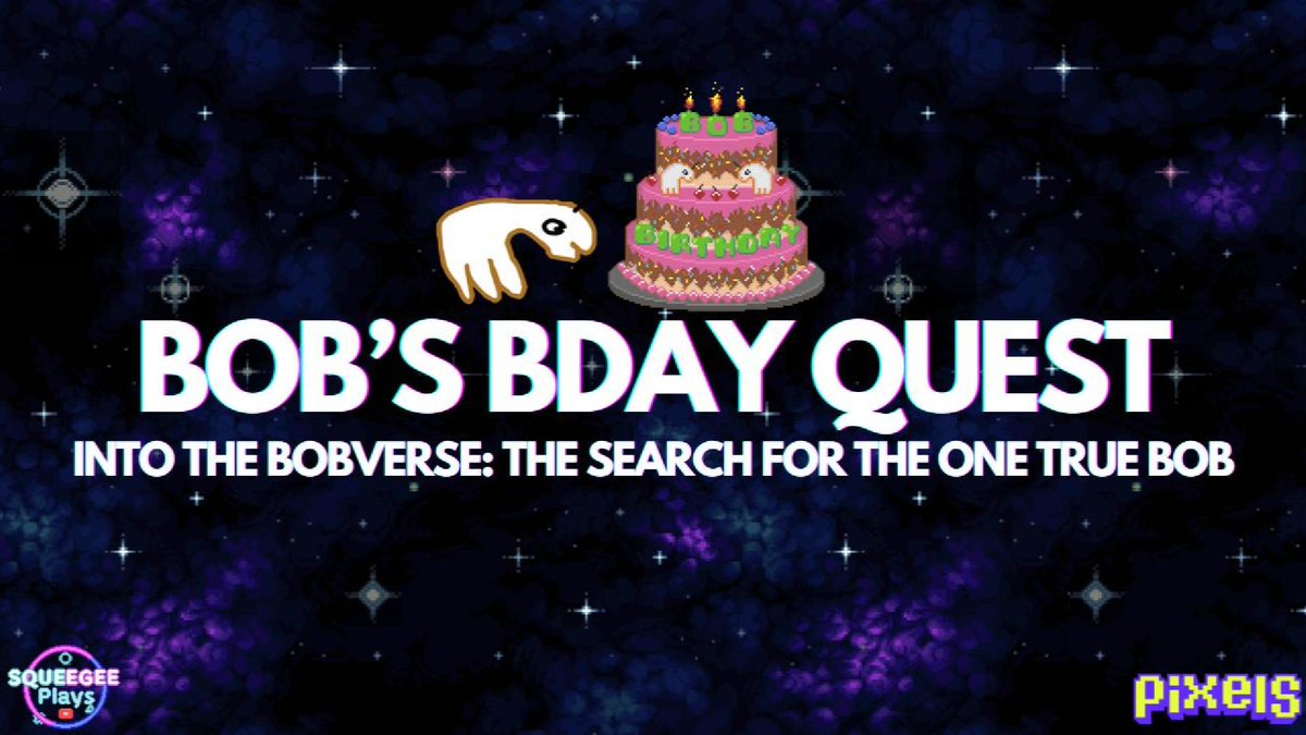 Squeegee_Plays's tweet photo. 📣 NEW LIMITED TIME QUEST
🥳BOB'S BIRTHDAY QUEST

How To Play:
🦕Talk to Alricki
🦕Make sure to talk to all NPCs
Sophia, Nellie, Luke &amp; Heidi
🦕Click the Real Bob at the end
Reward: Bob's Portrait

Full Video Guide⬇️
🔗https://t.co/1IleqyJ4tS

#PixelsCreator @pixels_online https://t.co/SKF9Z8hbgO