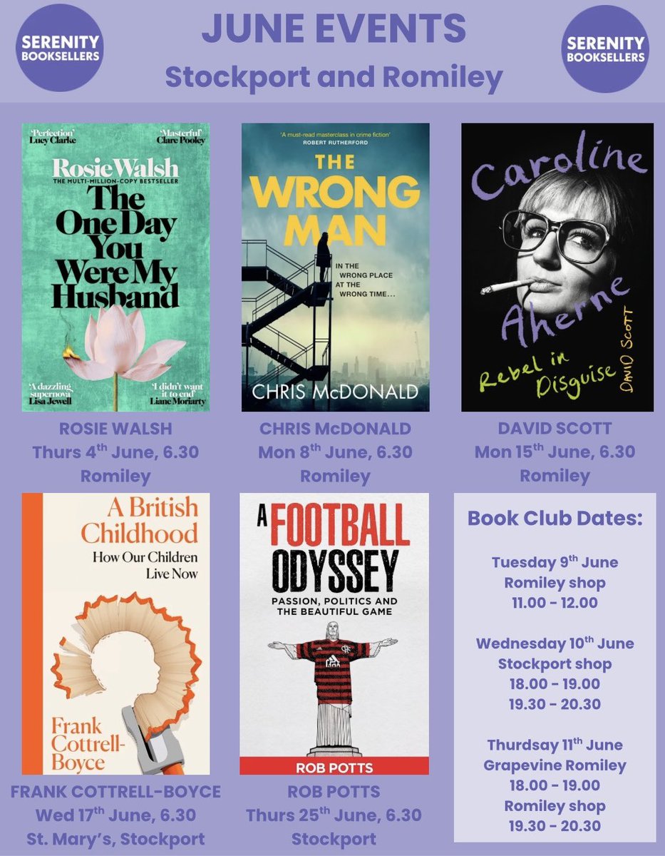 SerenityRomiley's tweet photo. Lots of exciting events coming up this month including a booklaunch with @cmacwritescrime, an evening with Children's Laureate @frankcottrell_b, a fascinating looks at beloved comedian Caroline Aherne and a talk on the history and politics of football around the world!

🎫👇🏻 https://t.co/6QnVbOfh1Z