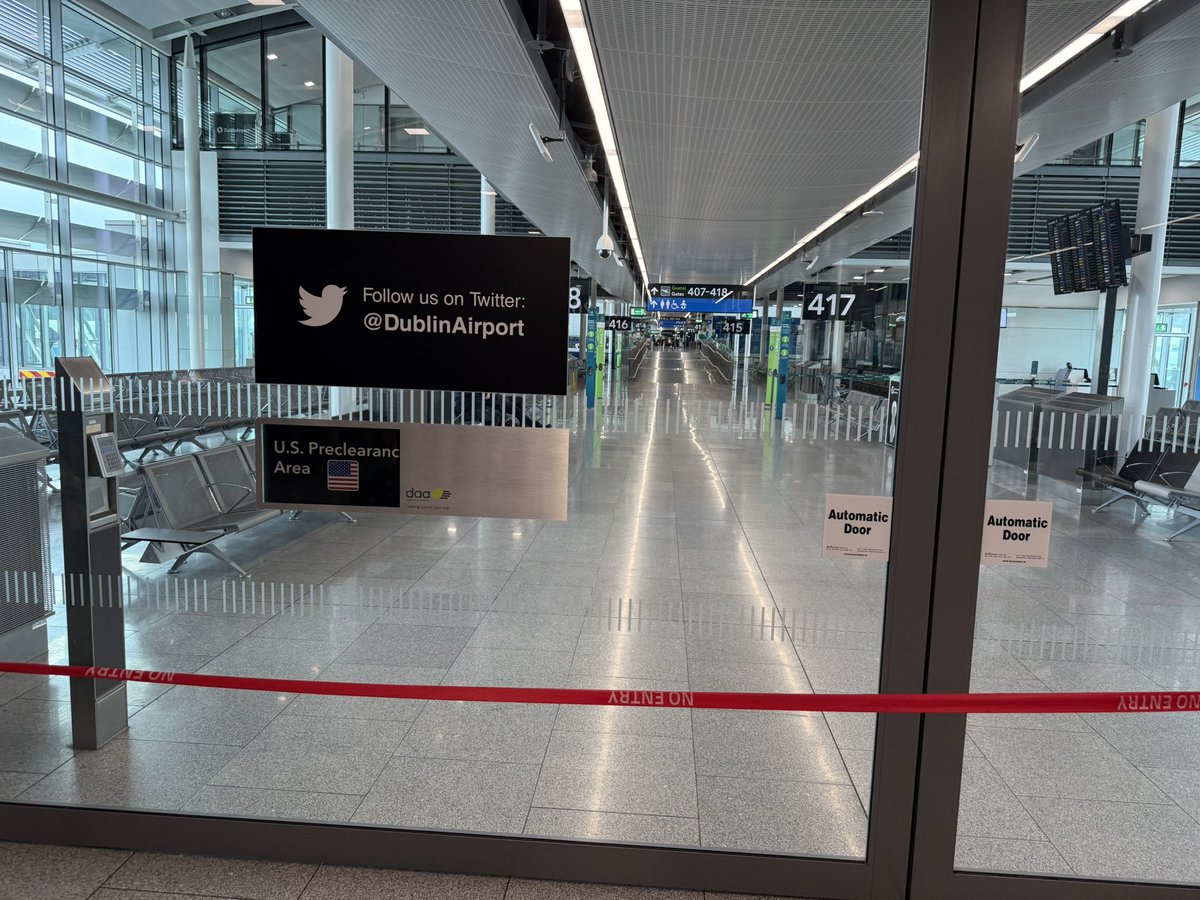 billblack's tweet photo. @DublinAirport Bizarre situation at Dublin Airport. A section of gates are blocked off at 0900am.  Boarding starts at 1000.  11 gates unreachable. https://t.co/ZtSVfnOIMT