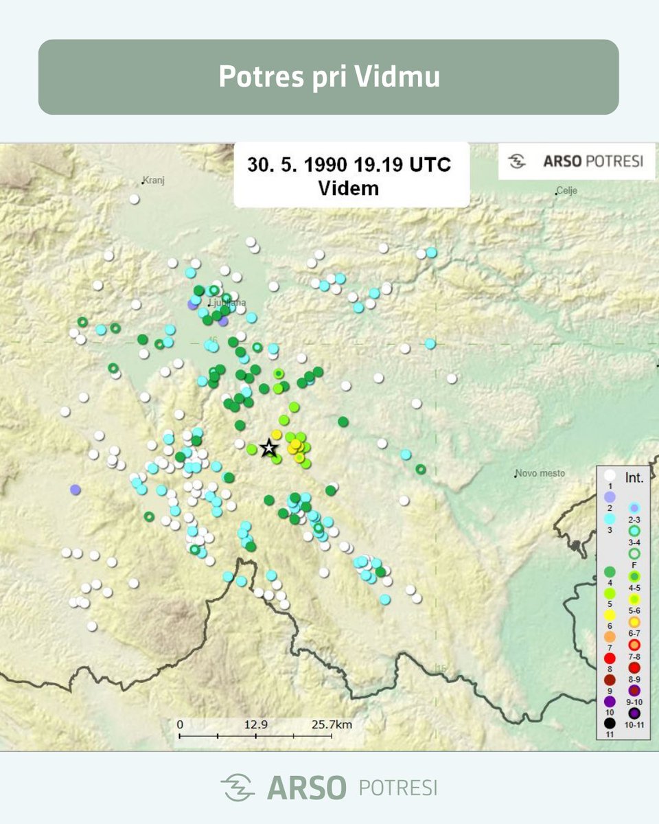 ARSO_potresi's tweet photo. #NaDanašnjiDan, 30. 5. 1990, se je zgodil potres pri Vidmu (ML 3,9, Imax VI EMS-98). Povzročil je poškodbe v nadžariščnem območju, najbolj poškodovani so bili objekti v krajih Podpeč, Ponikve in Videm. https://t.co/BhNP6BPpO3