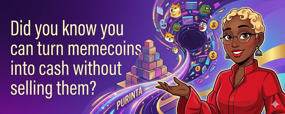 _mofisayo's tweet photo. 💰YOUR MEME BAGS CAN WORK FOR YOU NOW

Every true degen has had times when they either sold too early, bag held to dust or even had solid belief in a token to the point of not wanting to sell it just yet or ever. 

And despite that conviction, sometimes you just go broke or you need quick cash without dumping it just yet…this is where @purintaxyz comes in