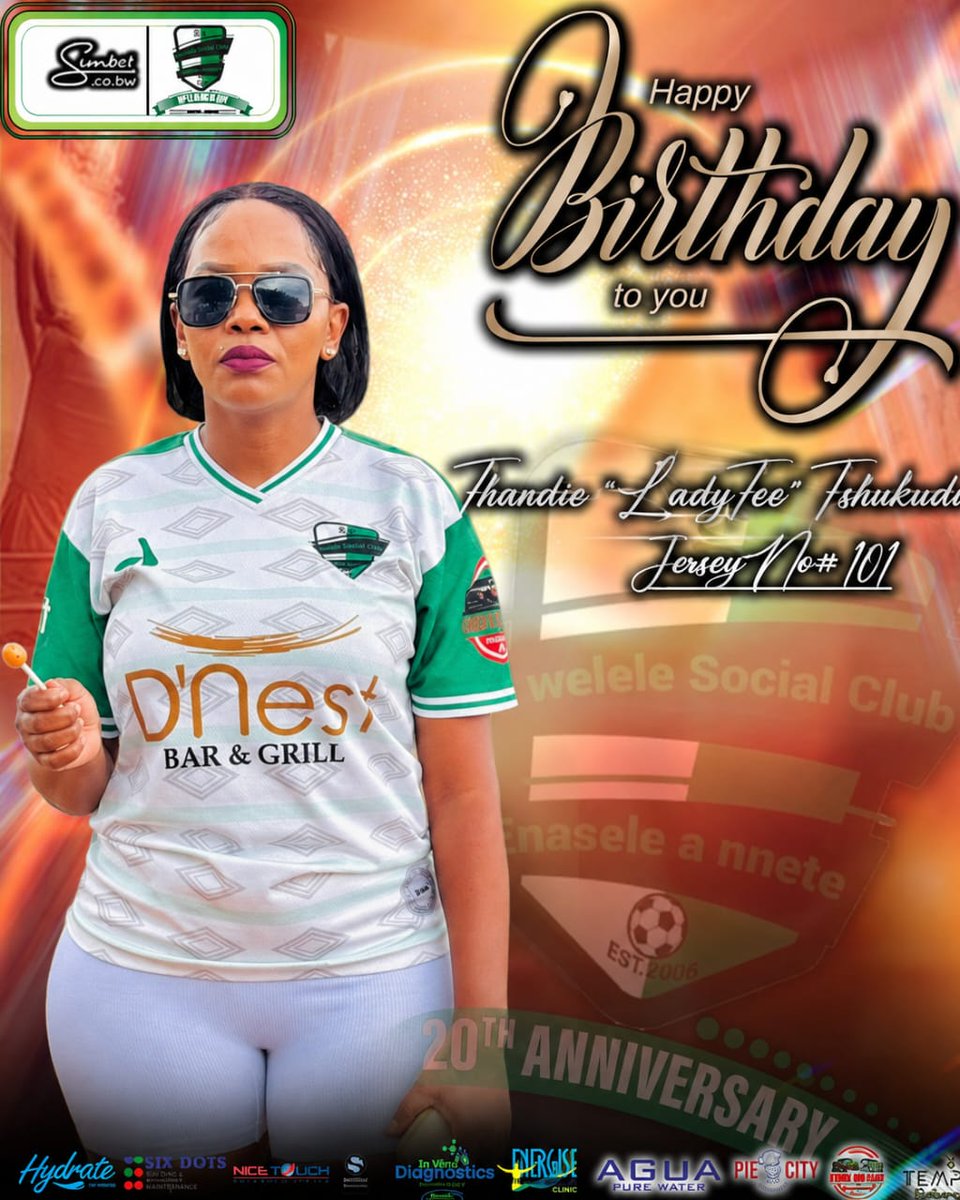 SiweleleSC's tweet photo. Happy birthday to our #101 LadyTee 🥳🎂🎈 

#SunbetBW 
#Siwelele20 
#KaBosweuLeBotala ⚪️🟢⚫️ #MaseleANnete #NationalTeam #BWSocialClubs https://t.co/Hp6mbH0PPc