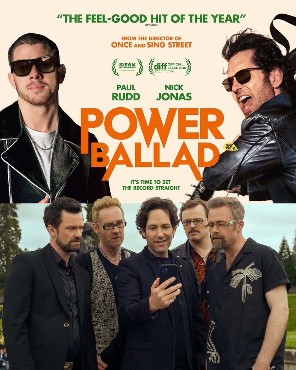 IFTA's tweet photo. Power Ballad is now in cinemas!✨

Directed by John Carney and starring Nick Jonas and Paul Rudd, alongside an incredible line-up of Irish talent, including IFTA Lead &amp; Supporting Actor winner Jack Reynor. https://t.co/XVwh7zh8ti
