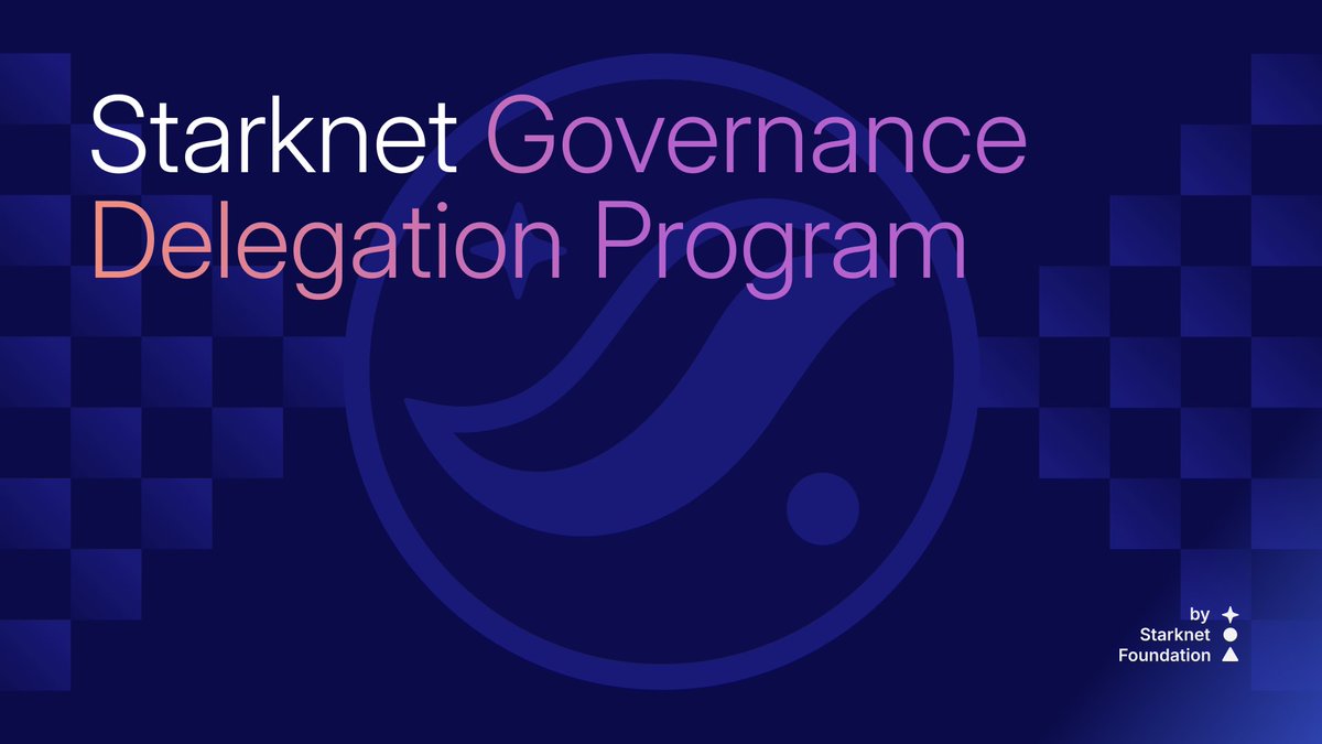 Starknet's tweet photo. Want a say in Starknet's direction?

The Foundation is looking for new governance delegates and distributing 1.7B STRK in voting power to the people who want to influence protocol decisions.

Applications are open now.

→ Apply here: https://t.co/ZhfLLHBQJy https://t.co/9MQMHDRGid