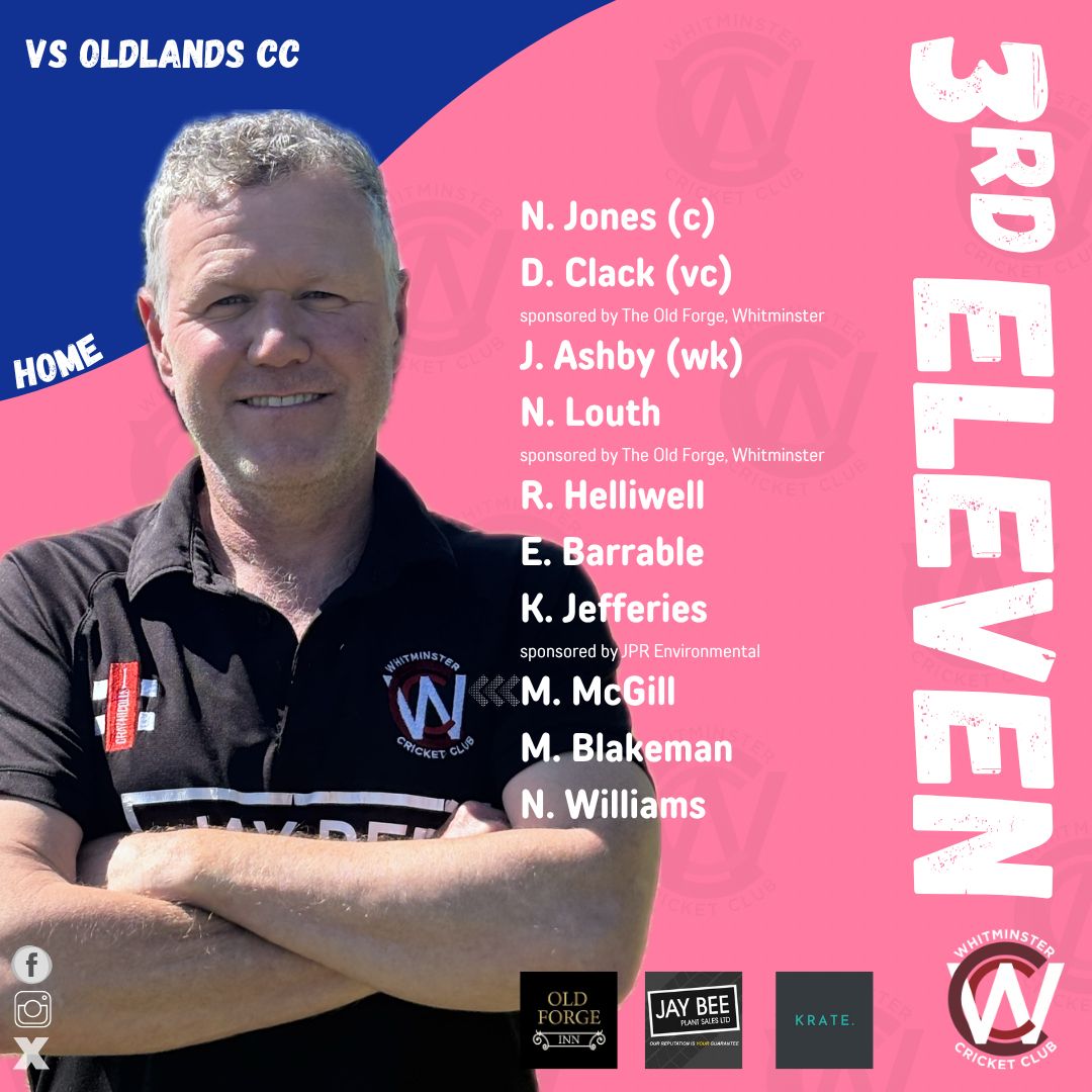 WhitminsterCC's tweet photo. TEAM NEWS🏏

Week 5 team sheets are in!

All three sides are back in action today. Where can you watch them? 

1s are at home at Whitminster Playing Field
2s are away at Slimbridge CC
3s are at home at Marling School

Go well to everyone representing today 👊🏻 https://t.co/k5aRihgd4M