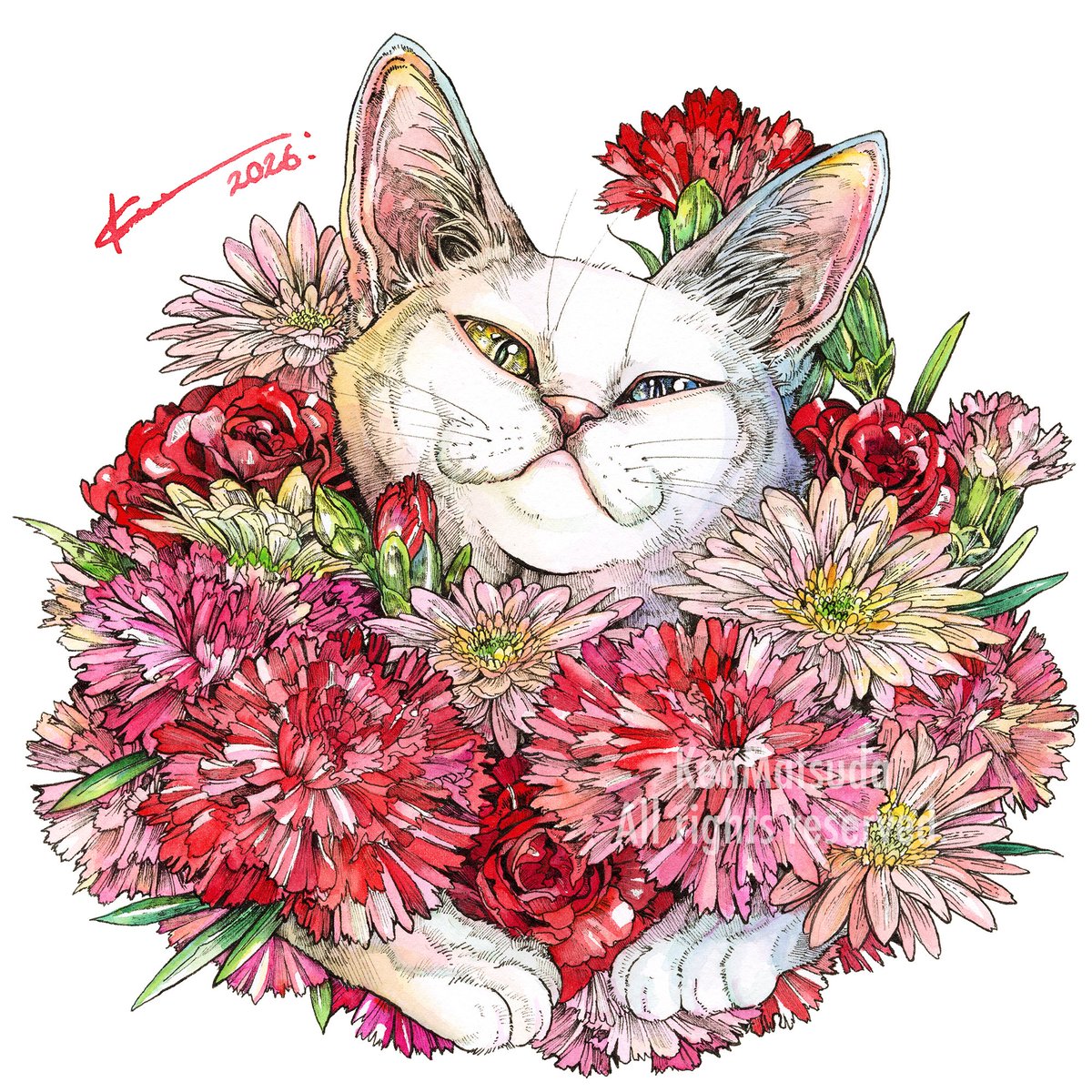 「贈花」|Keso Artのイラスト