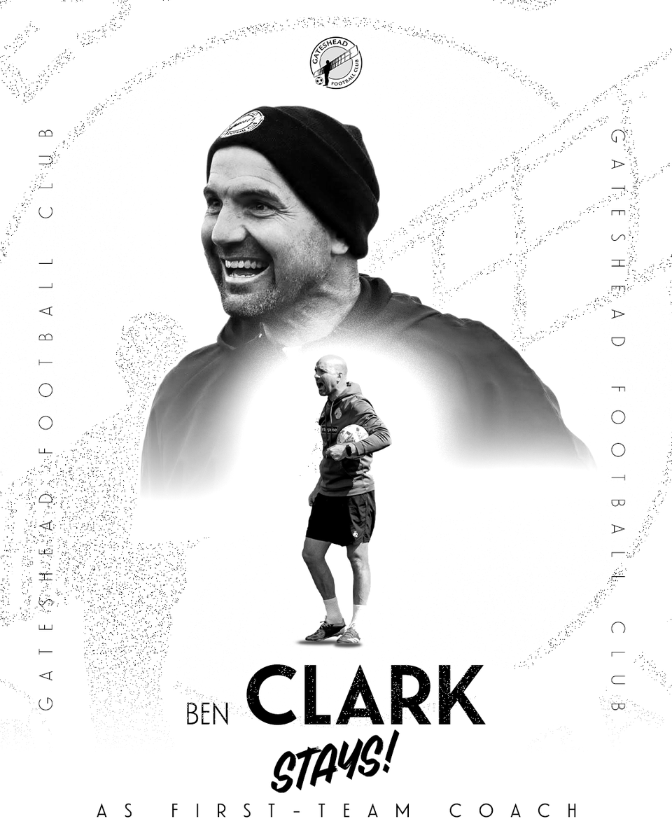 GatesheadFC's tweet photo. Big Ben Clark, my lord ❤️

We're delighted to confirm that Ben Clark has signed a long-term deal to remain as part of the club's first-team coaching staff! 🫡

#WorClub ⚪️⚫️ https://t.co/z3z1LPzzdz